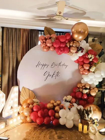This image shows how the home birthday setup integrates seamlessly with the living room space. It creates a dedicated, photo-worthy corner for the celebration without overwhelming the room, making it feel both special and personal.
