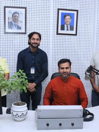 A group photo with the team at the radio station. We are grateful for such platforms that help us take the message of holistic wellness to a larger audience.