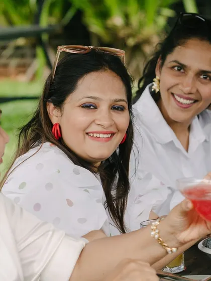 A guest enjoying our special Blooms & Bites menu, curated for a perfect ladies' day out.