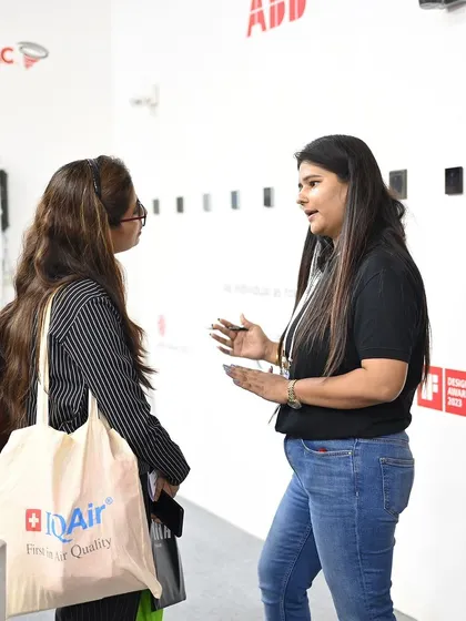 A team member explaining our keypad solutions to a visitor. We are passionate about finding the perfect solution for every client.