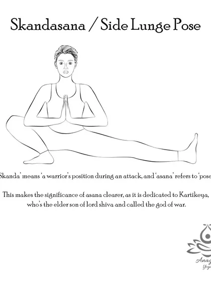 Skandasana (Side Lunge Pose) is a deep hip opener that strengthens the legs, increases flexibility, and improves balance and coordination.