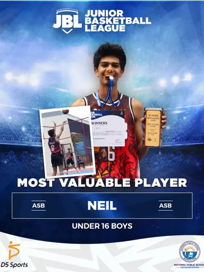 Neil from team ASB is the Under 16 Boys Most Valuable Player. His exceptional skill and leadership were key to his team's championship run.