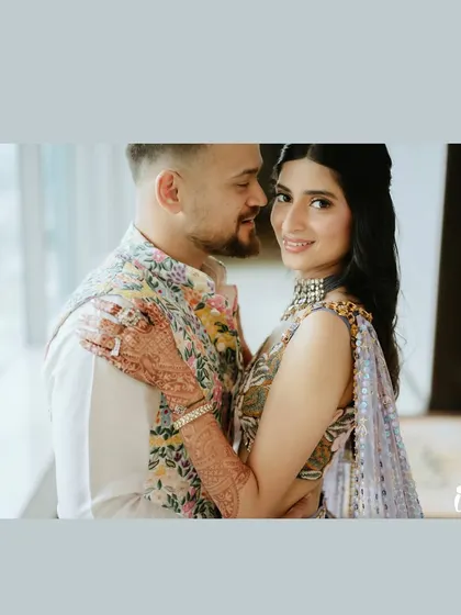 A sweet, romantic portrait of the couple. The bride looks effortlessly chic and modern.