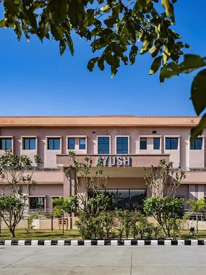 The AYUSH block at AIIMS Guwahati is an essential part of India's integrated healthcare model. The design for this facility incorporates biophilic principles and natural materials to support traditional and holistic healing practices.