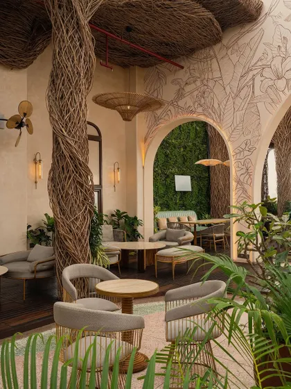 This project, Nido, was our nomination for the DP Awards in the Contemporary Craft category. We are proud of how we elevated humble lantana twigs into a refined, handwoven architectural surface.