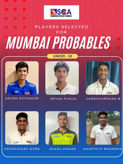 A strong representation from our academy in the U-19 Mumbai Probables. This shows the consistent pipeline of talent we are developing for senior-level cricket.