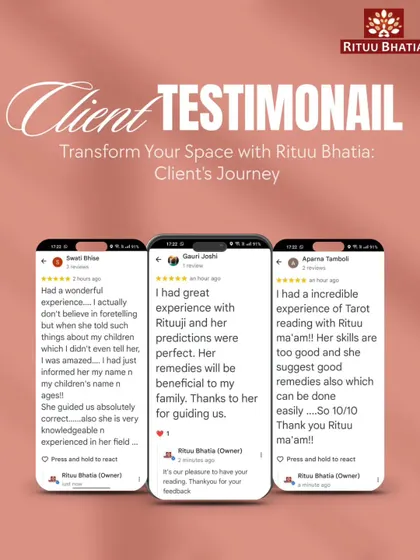Seeing my clients find clarity and transformation is the greatest reward of my work. This image shows just a few of the heartfelt experiences people have shared after a tarot reading or by using my remedies. Their trust and their journeys from confusion to confidence inspire me every single day.