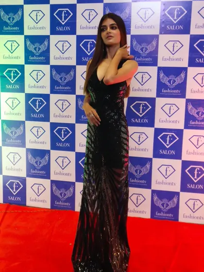 The beautiful Bengali celebrity Madhumita Sarcar posing on the red carpet after I did her makeup.
