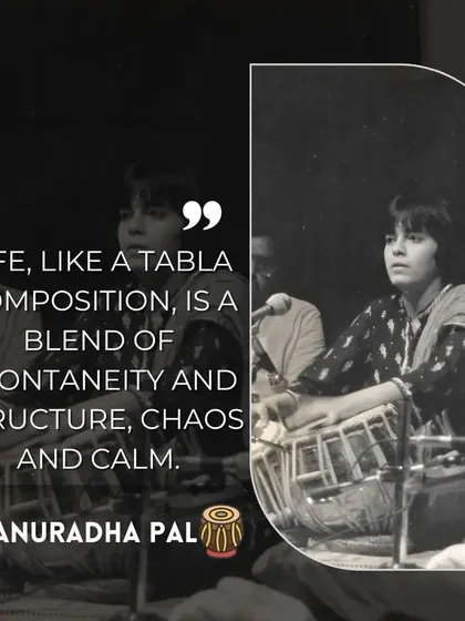 A quote that reflects my philosophy. "Life, like a tabla composition, is a blend of spontaneity and structure, chaos and calm." This is me in my early performing years.