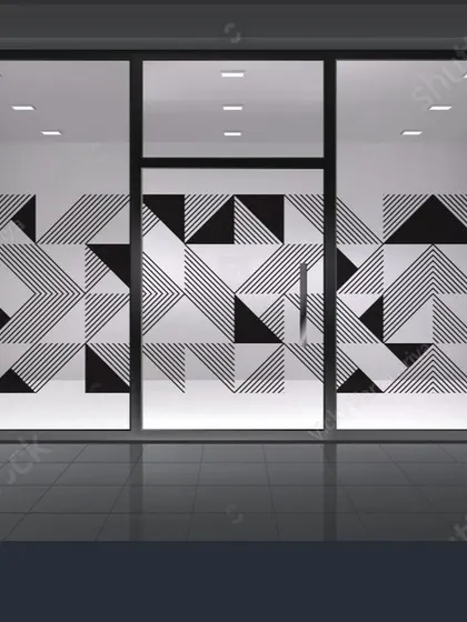 A repeat of the high-contrast black-and-white geometric pattern, ideal for making a bold statement on an office entrance.