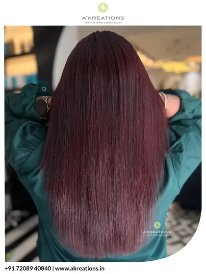 A back view of the fiery red color, showing off the sleek, straight finish and the incredible vibrancy of the shade.