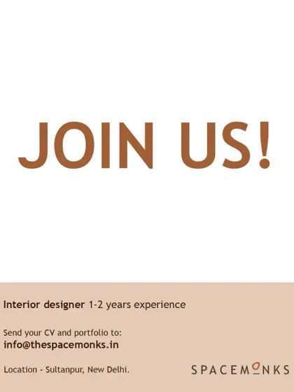 A simple "Join Us" ad from Spacemonks in New Delhi for an Interior Designer with 1-2 years of experience.