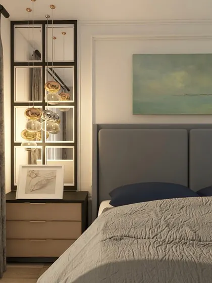 A closer look at the bedside lighting, a key element in creating the right mood in a bedroom.