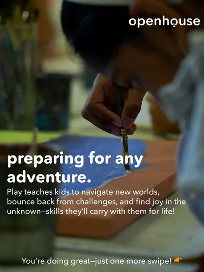 Preparing for any adventure. Play teaches kids to navigate new worlds and bounce back from challenges. An image of a child painting shows how art helps build these essential life skills.