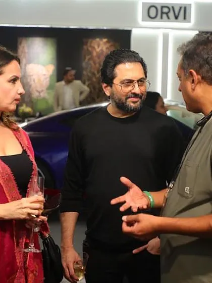 Sharing a glass of wine and a conversation about design with Laila and Farhan Khan. Events like the Ajio Luxe Weekend are as much about community as they are about commerce.