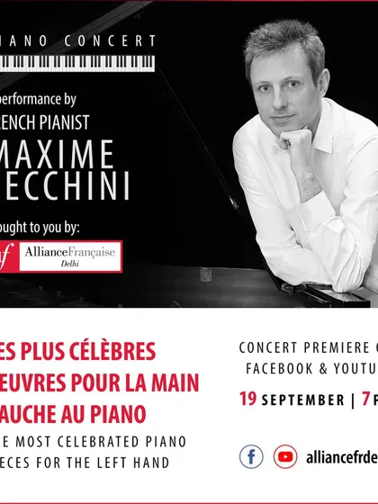 We host exceptional musical talents like French pianist Maxime Zecchini. This online concert featured "Les plus célèbres oeuvres pour la main gauche au piano", a unique repertoire of celebrated piano pieces performed entirely with the left hand.