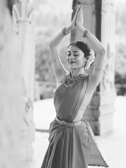 The bliss of dancing for the gods in Hampi. This photo captures a moment of connection between dance, devotion, and a sacred space. I often draw inspiration from history and nature to create site-specific or thematically rich choreography.
