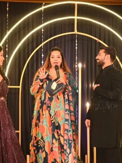 A candid moment interacting with the happy couple during their Sangeet. I focus on making the bride and groom the stars of the evening, sharing their story and engaging them in activities that highlight their bond.