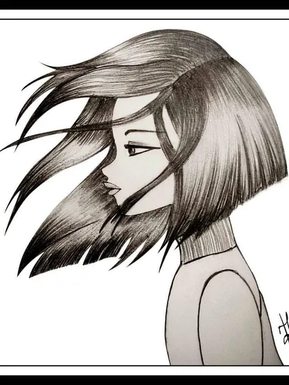 A simple sketch capturing the feeling of the wind blowing through your hair. I love how a few lines can convey such a strong sense of movement and freedom.