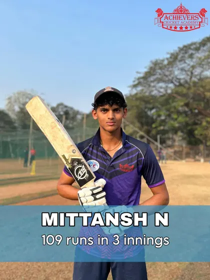 Mittansh N showcased his batting prowess with 109 runs in 3 innings during the Pristine T20 tournament.