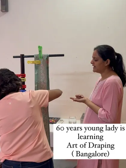 Age is just a number when it comes to learning. It was a pleasure teaching this 60-years-young lady the art of draping in my Bangalore studio. Her enthusiasm was truly inspiring.