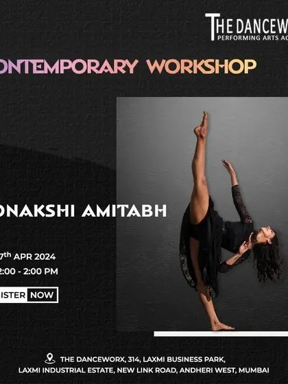 My workshops are designed to let you dive deep into specific styles. This poster is for a contemporary dance workshop, a popular choice for dancers looking to improve their expressive movement and technical skills.