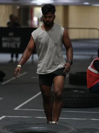 Life is a canvas, so paint it with your dreams. Here I am during a Cultfit Unbound event, getting ready for a tire flip, a classic functional strength exercise.
