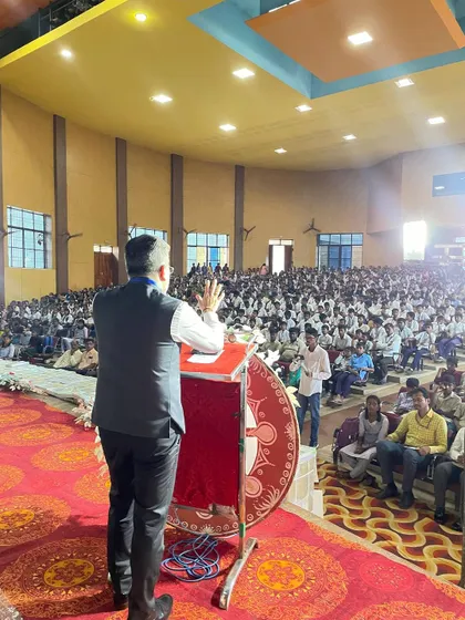 A view from behind the podium, showing the thousands of young faces I had the privilege of addressing.