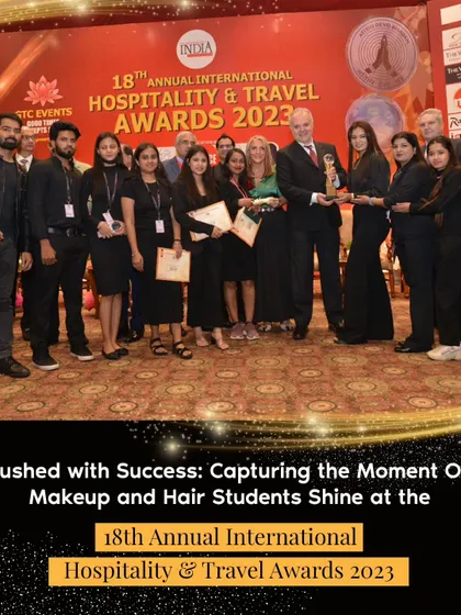 Our students receiving their awards at the 18th Annual International Hospitality & Travel Awards 2023. Being honored by industry leaders and dignitaries is an incredible boost for their professional profiles.