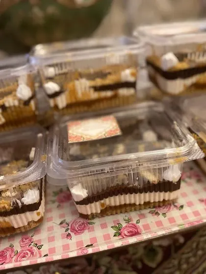 My Twixter dessert, packed in individual containers. It's a convenient way to enjoy this creamy, chocolatey treat.