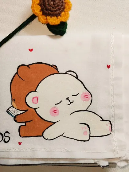 Cuteness overload with these hand-painted handkerchiefs featuring the popular Bubu and Dudu characters. I can add initials to make it a personalized gift for your special someone.
