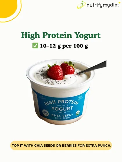 High-protein yogurt is a fantastic snack, offering 10-12 grams of protein per 100g. Top it with chia seeds or berries for an extra punch of nutrients.