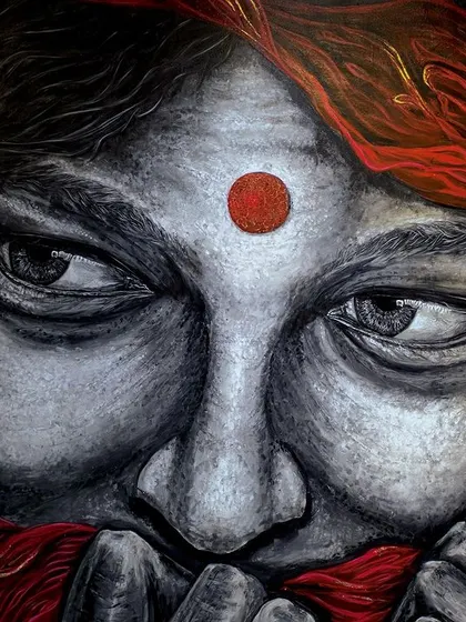This is 'Visalakshi,' one of my largest and most emotionally intense acrylic portraits. I aim to capture not just a likeness, but the soul and the stories held within a person's eyes. If you are looking for a soulful portrait that tells a deep, personal story, this is the kind of connection I seek to create.