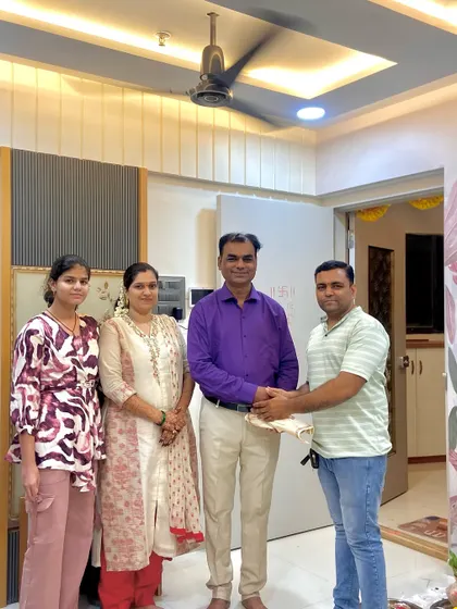 A heartfelt thank you to the Navle family. I am pictured here with them during their Griha Pravesh, celebrating the start of their new chapter in a home I had the honor to design.