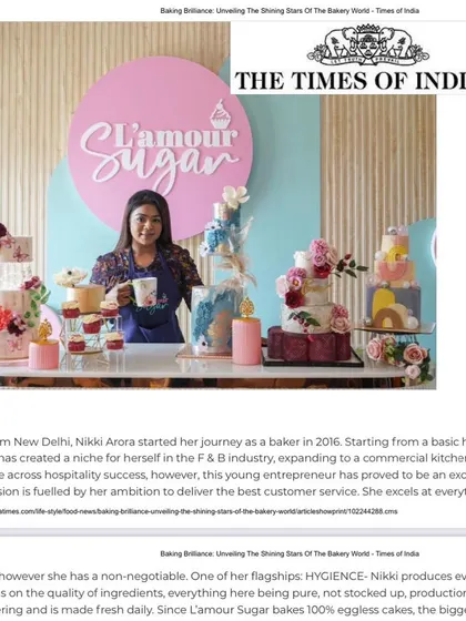 We are so grateful to be featured in The Times of India for "Baking Brilliance." Being recognized for what we love gives us the motivation to work even harder towards our dreams.