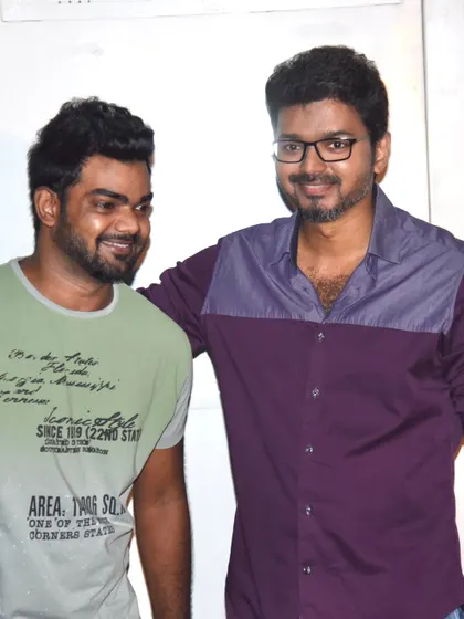 A personal fan moment with my favorite, Thalapathy Vijay. From cheering in theatres to standing next to him, this picture is a memory I will treasure for a lifetime.