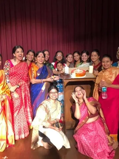 A candid moment of celebration with my students after a successful Arangetram performance in Delhi. The joy and camaraderie we share after a show are just as precious as the performance itself.