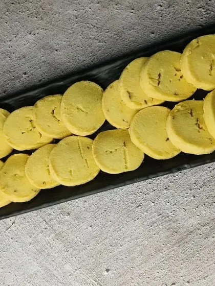 A tray of delicious shortbread cookies from our baking class.