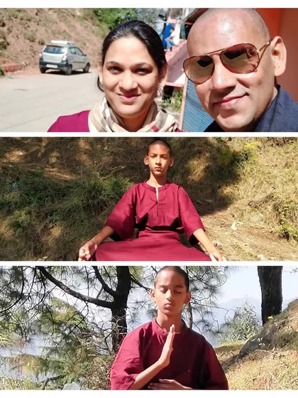 More moments from our spiritual journey. My son is seen here meditating in nature, and a selfie with my wife captures our partnership on this path. Unschooling was as much about inner growth as it was about exploring the outer world.