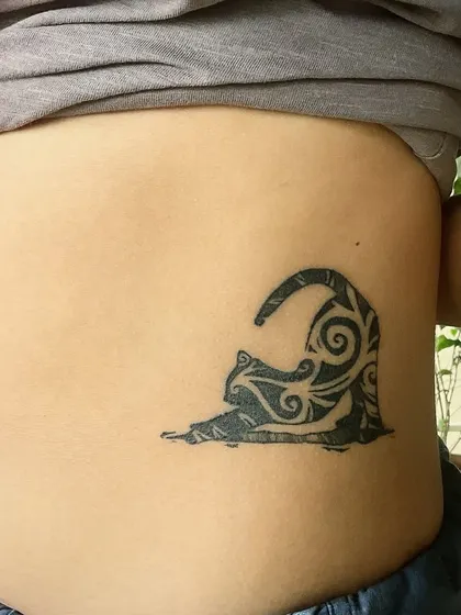 A healed shot of my 'Masala Catto' tattoo on a client. It's always great to see my designs come to life on skin.