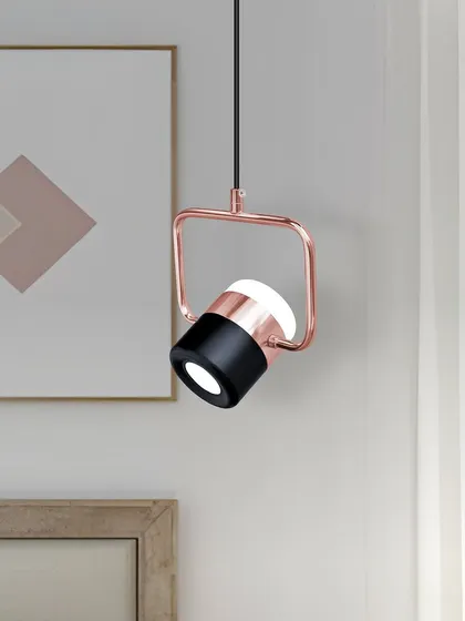 A different angle of the spotlight pendant, showing its sleek form.