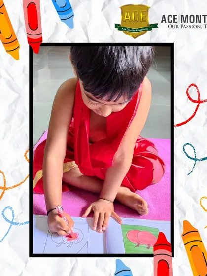 Gruhan chooses his colors with care as he brings his picture to life. This simple act of coloring is a powerful tool for self-expression and developing an eye for detail.