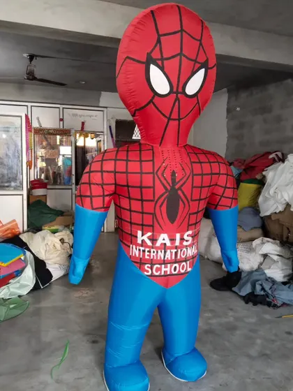 A full-length view of the inflatable Spider-Man walking suit I made for an international school event.