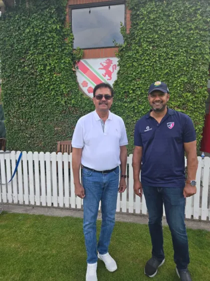Posing with Head Coach Sumit Panda at the Urmstone ground. These are the people who help make our UK tours a success every year.