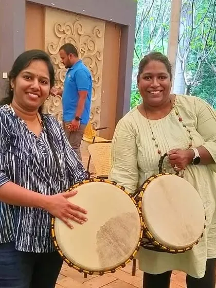 Our drumming sessions are a powerful way to get everyone in sync. It's an inclusive activity where team members collaborate to create a unified rhythm, promoting listening skills and teamwork.