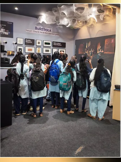 A group of students visiting our booth at NATCON 2025. We are always excited to inspire the next generation of architects and designers.