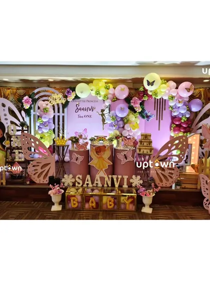 A fairy and butterfly theme for Saanvi's first birthday.