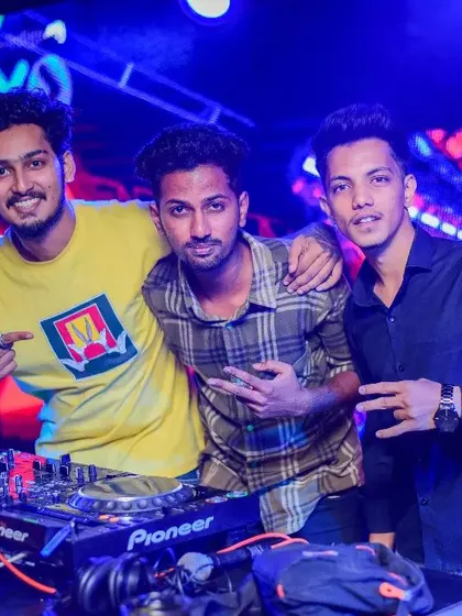 Hanging out with my crew behind the decks. A great team makes for an even better party.