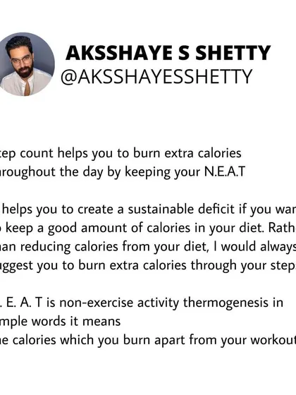 Your step count helps you burn extra calories throughout the day by increasing your NEAT (non-exercise activity). This helps you create a sustainable calorie deficit without having to drastically cut your food intake.