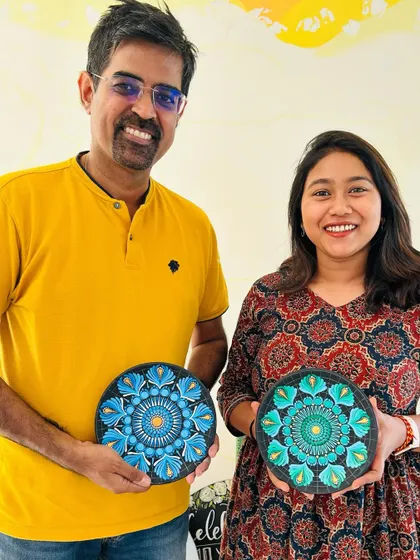 This couple is thrilled with the intricate dot mandala plates they created. It's a meditative and rewarding process, and the results are always so impressive.